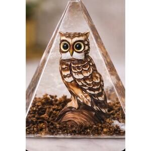 Owl hand carved vintage decor piece/paperweight hand carved